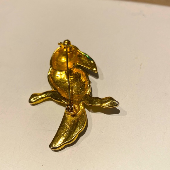 Vintage Parrot bird on branch enamel brooch - Picture 5 of 7
